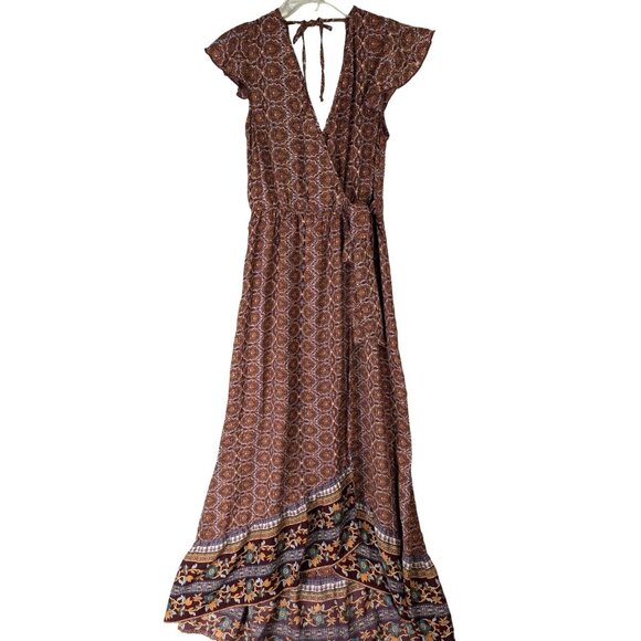 B.O.G Collective size S Mock Wrap Maxi Cottage Core Farm Dress Vintage Prairie - Picture 1 of 13